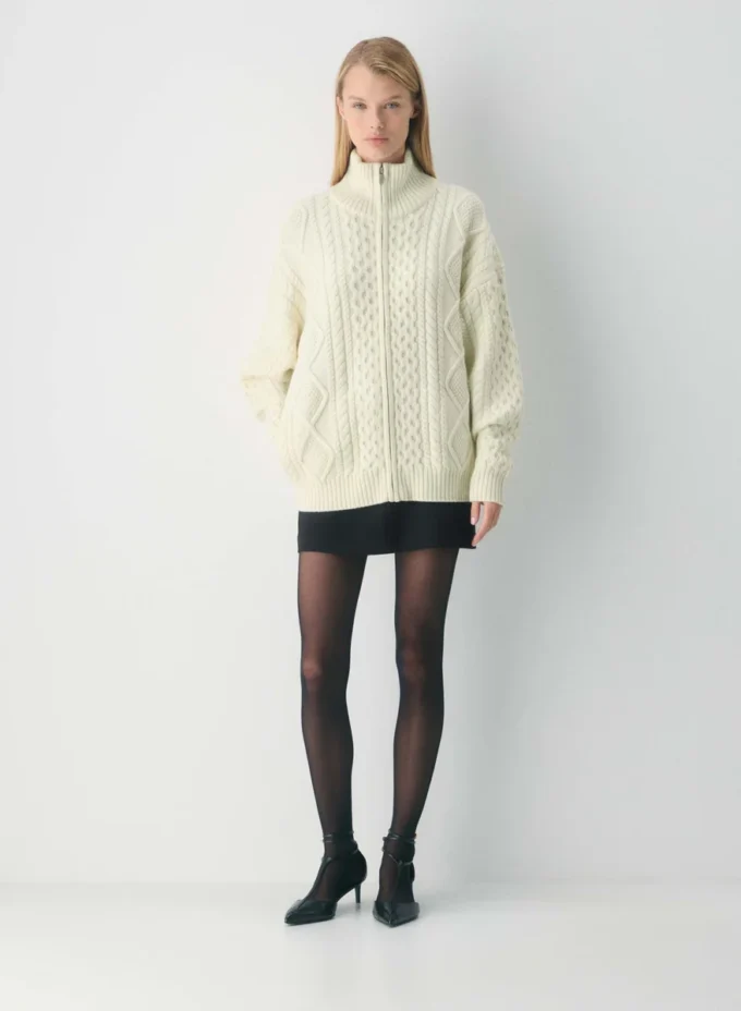 Heritage Knit Merinowolle Rollkragenpullover mit Reißverschluss Heritage Knit Merinowolle Rollkragenpullover mit Reißverschluss