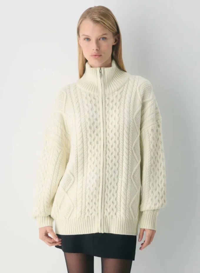 Heritage Knit Merinowolle Rollkragenpullover mit Reißverschluss Heritage Knit Merinowolle Rollkragenpullover mit Reißverschluss