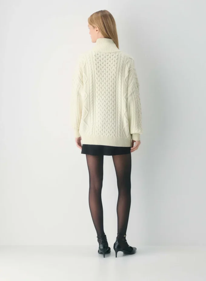 Heritage Knit Merinowolle Rollkragenpullover mit Reißverschluss Heritage Knit Merinowolle Rollkragenpullover mit Reißverschluss