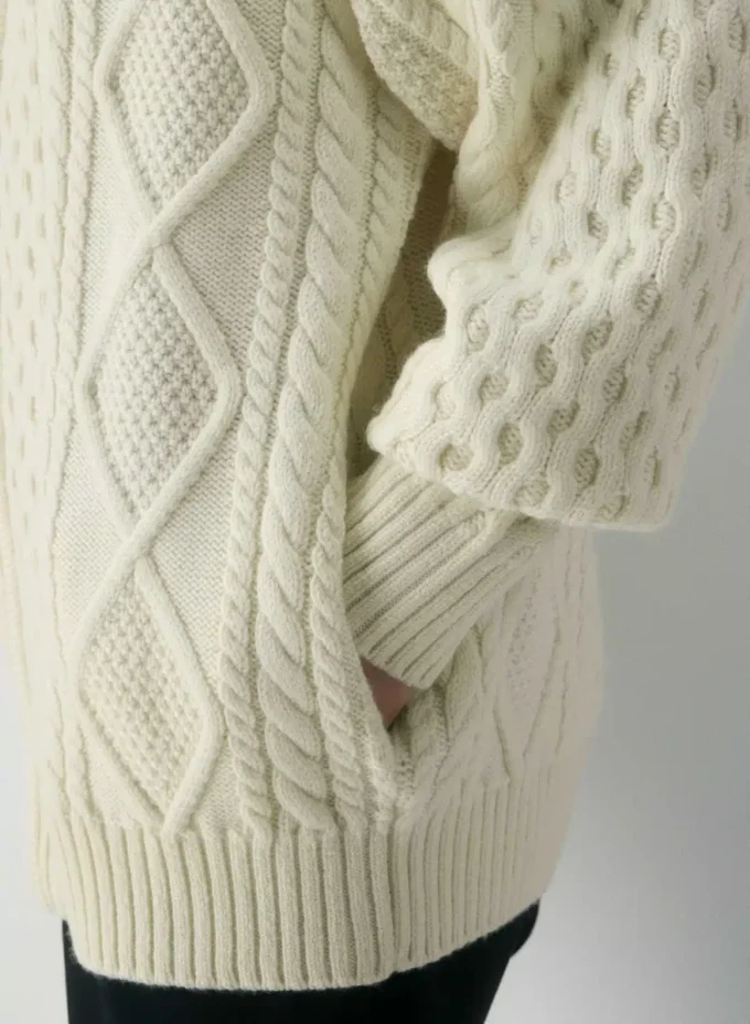 Heritage Knit Merinowolle Rollkragenpullover mit Reißverschluss Heritage Knit Merinowolle Rollkragenpullover mit Reißverschluss