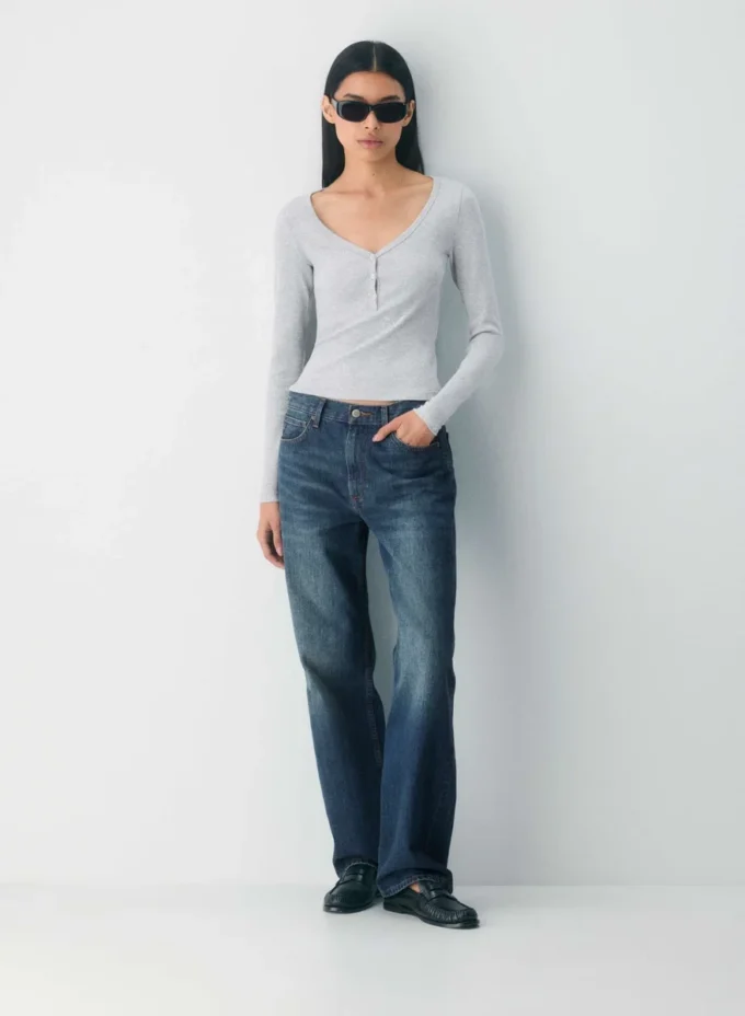 HomeStretch™ Rib Henley Langarmshirt HomeStretch™ Rib Henley Langarmshirt