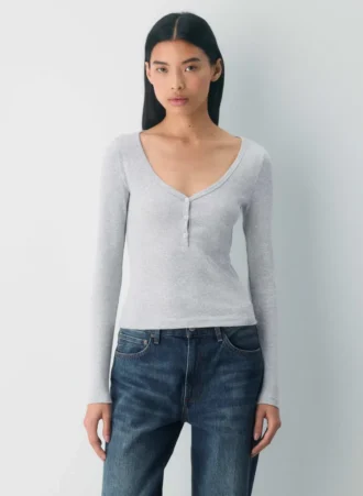 HomeStretch™ Rib Henley Langarmshirt