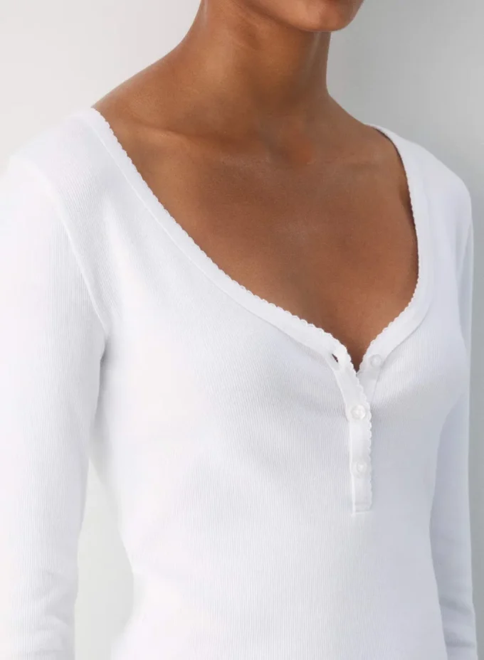 HomeStretch™ Rib Lace Henley Longsleeve HomeStretch™ Rib Lace Henley Longsleeve