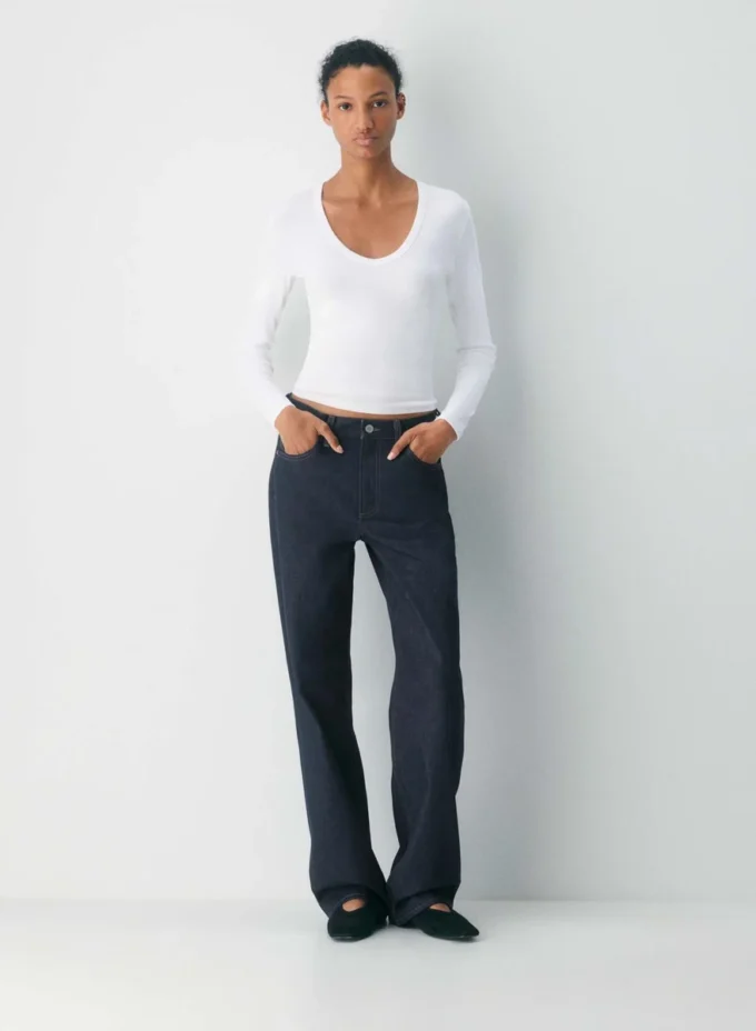Homestretch™ Rib Langarmshirt mit tiefem V-Ausschnitt Homestretch™ Rib Langarmshirt mit tiefem V-Ausschnitt