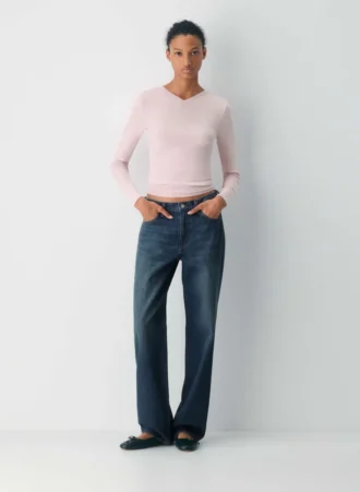Homestretch™ Rib Longsleeve mit hohem V-Ausschnitt
