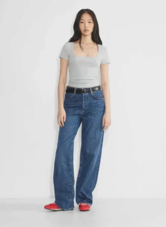 HomeStretch™ Rib T-Shirt mit quadratischem Ausschnitt