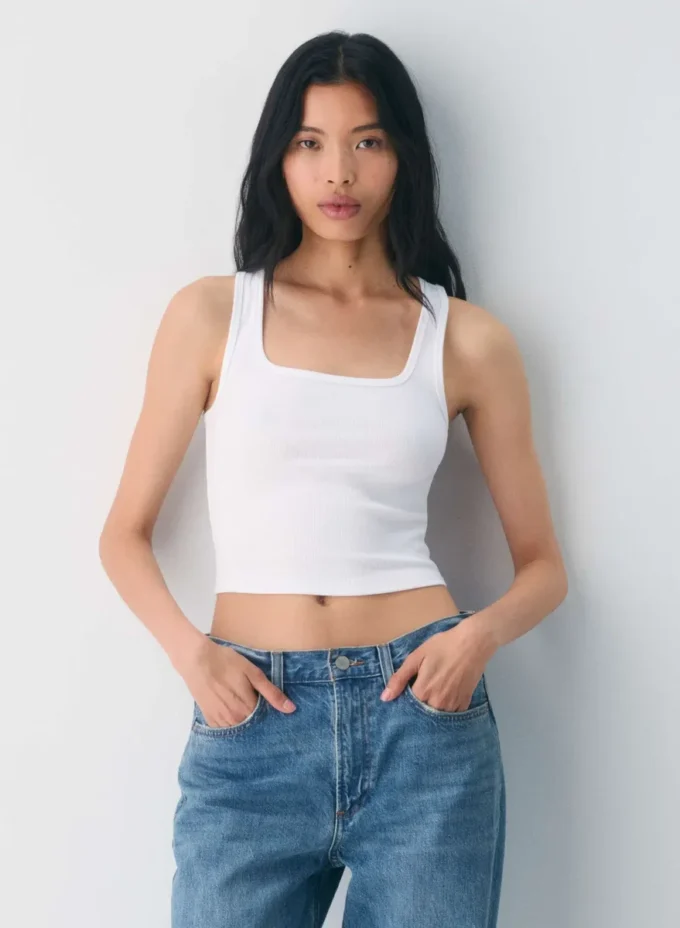 HomeStretch™ Rib-Tanktop mit quadratischem Ausschnitt HomeStretch™ Rib-Tanktop mit quadratischem Ausschnitt