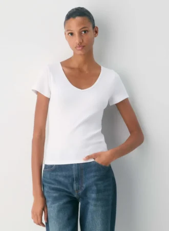 HomeStretch™ Rib V-Ausschnitt-T-Shirt