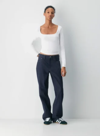 HomeStretch™ Smooth Weites Rundhals-Langarmshirt
