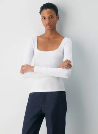 HomeStretch™ Smooth Weites Rundhals-Langarmshirt