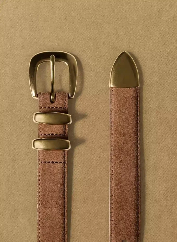 Legendärer Gürtel aus massivem Messing und Wildleder