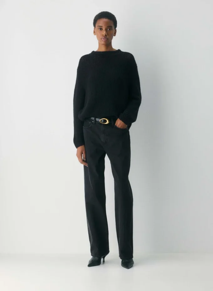 Mesh Cashmere Oversized Crew Sweater