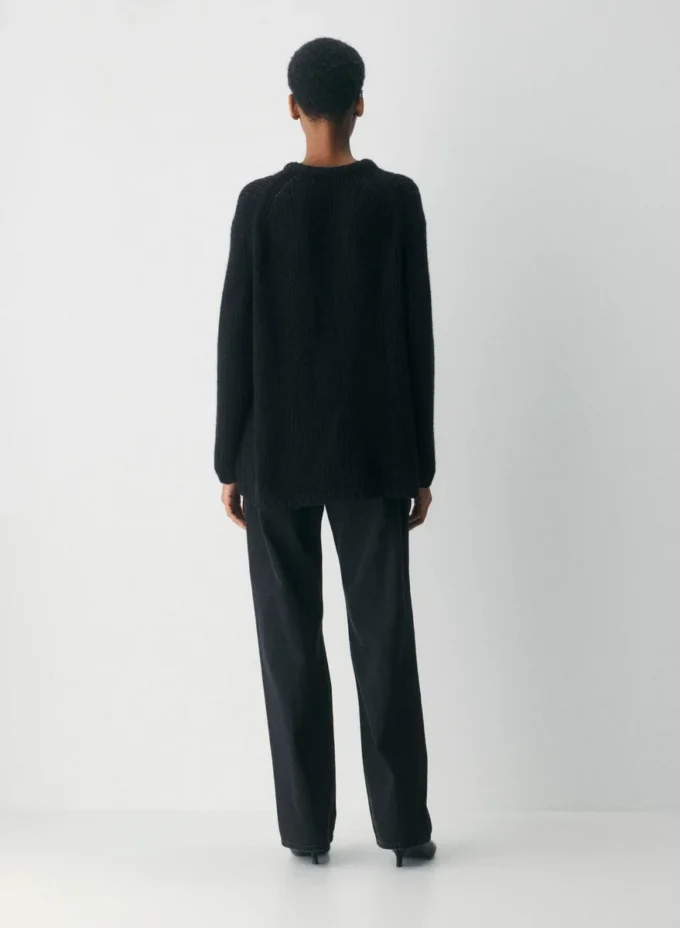 Mesh Cashmere Oversized Crew Sweater