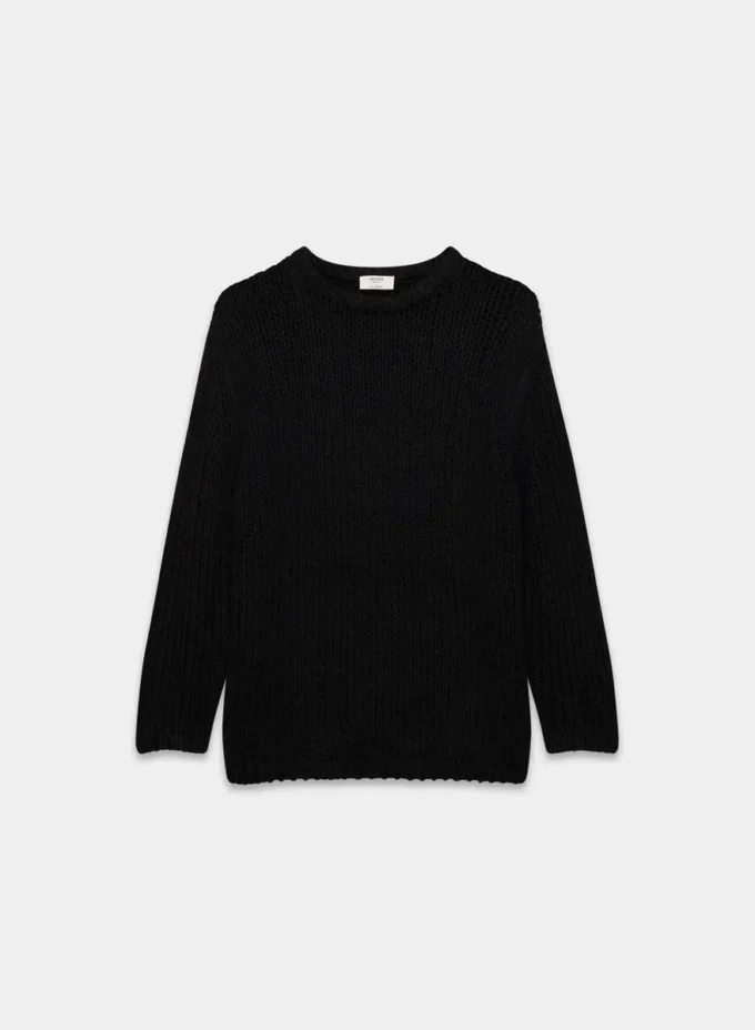 Mesh Cashmere Oversized Crew Sweater