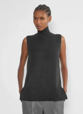 Nachfolger Merinowolle Ärmelloser Rollkragenpullover