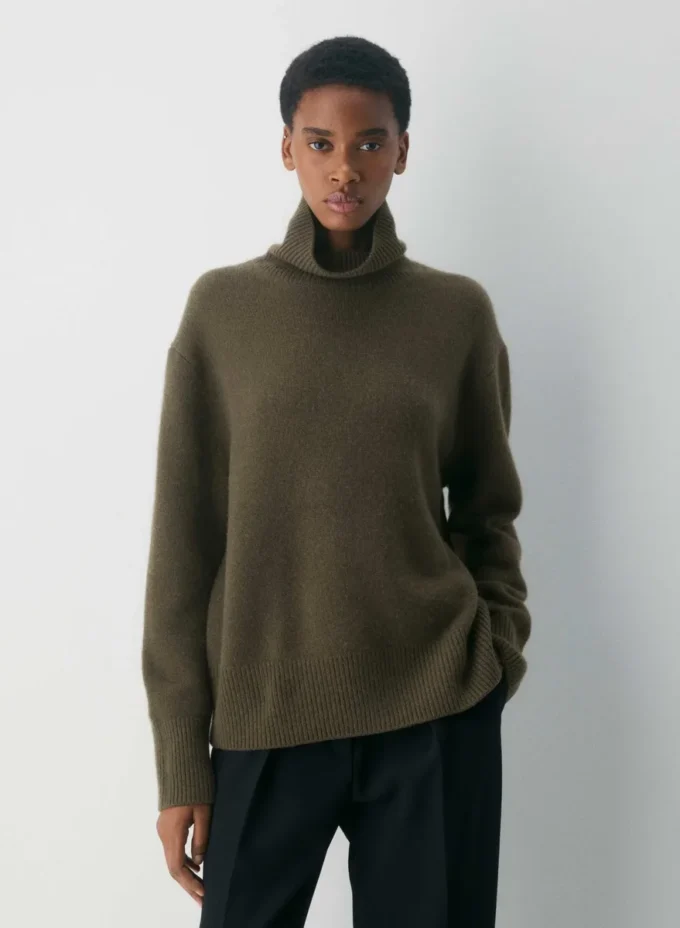 Plüschkaschmir Oversized-Rollkragenpullover