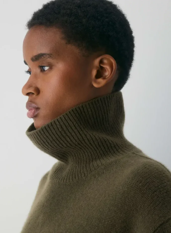 Plüschkaschmir Oversized-Rollkragenpullover