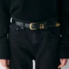 Western-Gürtel aus massivem Messing und Leder